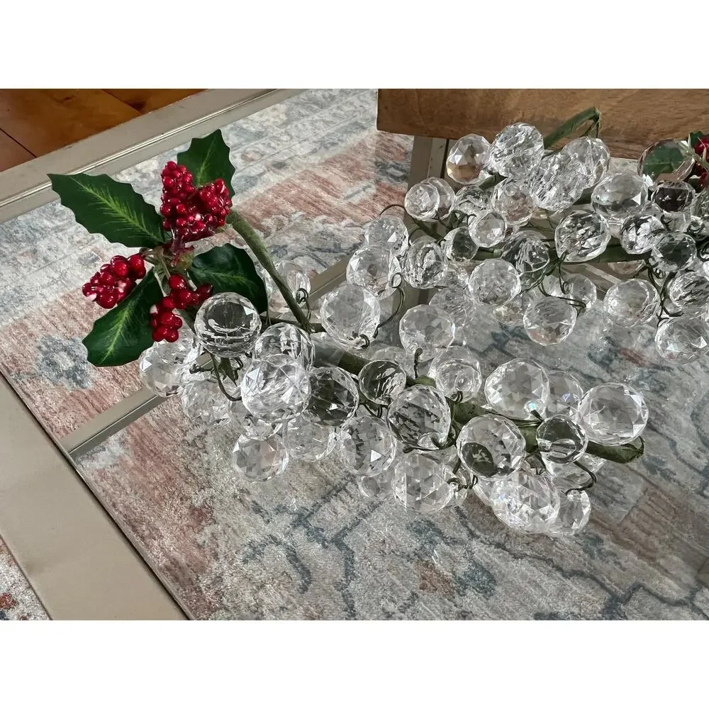 Vintage Lucite Grapes Cluster Set Mid Century Clear Faceted Fruit Decor MCM